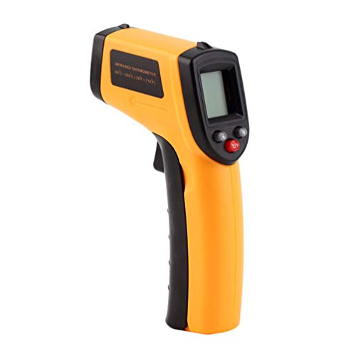 Infrarot Thermometer，-50°C~380°C Hochtemperatur Temperaturmessgerät mit LCD Weiße Beleuchtung Anzeige Digital laser thermometer (Gelb)