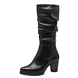 Tamaris Damen Klassische Stiefel, Frauen Stiefel,TOUCHit-Fußbett,lederstiefel,langschaftstiefel,reißverschluss,boots,BLACK,40 EU