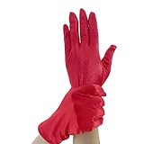 Achsoo Kurze Handschuhe für Damen Handgelenklange Handschuhe Braut Kostüm Halloween Kostüm Hochzeit (Red(Satin Fabric))