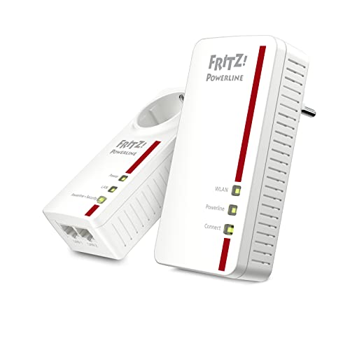 AVM FRITZ!Powerline 1260E/1220E WLAN Set (WLAN-Access Point, ideal für Media-Streaming oder NAS-Anbindungen, 1200 MBit/s, deutschsprachige Version) weiß