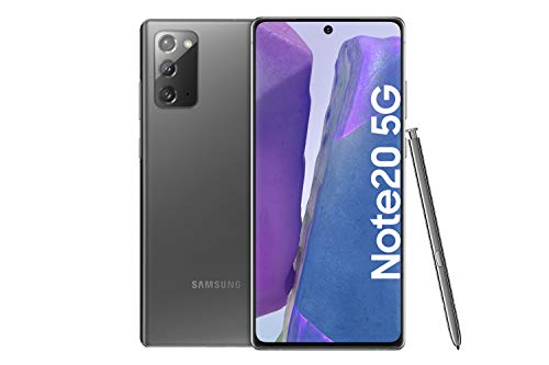 Samsung Galaxy Note 20 5G Android Smartphone ohne Vertrag Triple Kamera Infinity-O Display 256 GB Speicher starker Akku Handy in grau inkl. 36 Monate Herstellergarantie [Exklusiv bei Amazon]