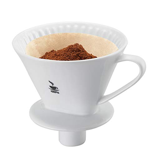 Gefu 16020 Kaffee-Filter Sandro, Größe 4 aus weißem Porzellan - Wiederverwendbarer Handfilter für aromatischen Kaffee