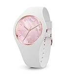 Ice-Watch - ICE pearl White pink - Weiße Damenuhr mit Silikonarmband - 017126 (Medium)
