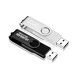 HUARAN 2 Stück USB-Stick 128GB Memory Sticks USB 2.0 Speicherstick USB-Flash-Laufwerk Flash Drive 360° Drehbar Design(Schwarz, Silber)