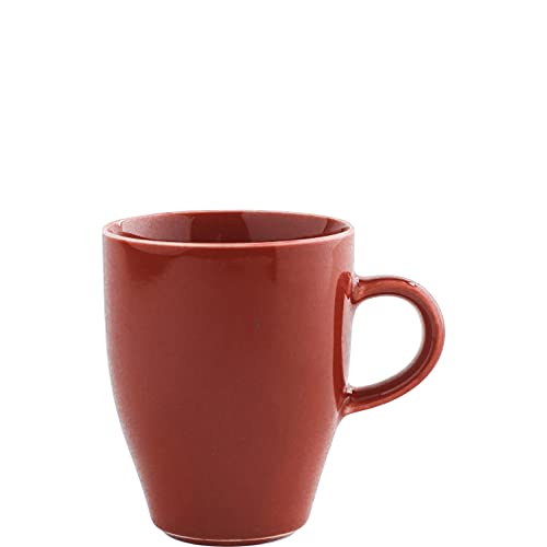KAHLA 1T5330A93020W Homestyle Kaffeebecher 0,32 l siena red mediterranes Geschirr aus Porzellan mit Steingut- und Keramiklook hoher Becher dickwandige Tasse XL 320 ml rund rot