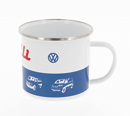 BRISA VW Collection - Volkswagen T1 Bulli Bus Emaille-Kaffee-Tee-Tasse-Becher für Küche, Outdoor - Camping-Zubehör/Geschenk-Idee/Souvenir (Motiv: Bulli Driver/emailliert/Bunt)