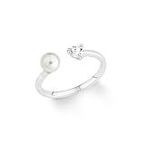 s.Oliver Damen-Ring Perle Süßwasserzuchtperle 925 Silber rhodiniert Zirkonia weiß Gr. 54 (17.2)-2012540