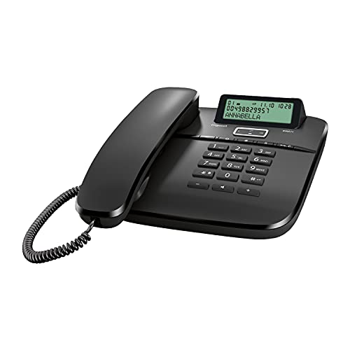 Gigaset DA611 - Schnurgebundenes Telefon mit Freisprechfunktion - Telefonbuch mit VIP-Kennzeichnung - Kurzwahl-Einträge - Anrufanzeige (CLIP) - Anrufliste - Tastensperre, schwarz