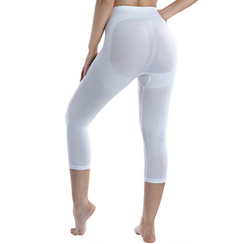 +MD Damen Shapewear Yoga Hose Leggings Figurformende Bauch Weg Shaping Leggins Hose Medium Weiß