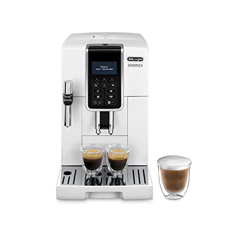 De'Longhi DINAMICA ECAM 350.35.W - Vollautomatische Kaffeemaschine, 1.8 l, weiß – (freistehend, Maschine Espresso Kaffeemaschine, weiß, LCD-Display, 1,8 l)