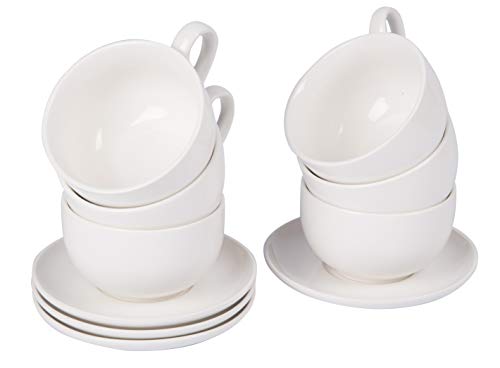 Alpina Set-Cappuccino-tassen & Untersetzer, Keramik, Weiss, 10 cm, 12-Einheiten