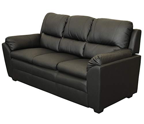 KMH®, Gemütliches 3-sitzer Sofa Prag mit schwarzem Kunstlederbezug (#204672)