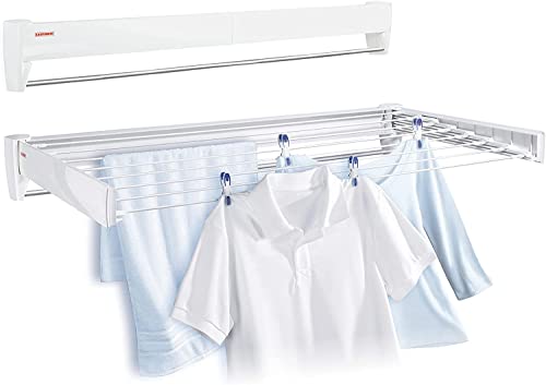 Leifheit Wandtrockner Telegant 81 Protect Plus zum Ausziehen, hängender Wäschetrockner im kleinen, kompakten Format, Wäscheständer ist ausziehbar und ideal fürs Badezimmer oder den Balkon