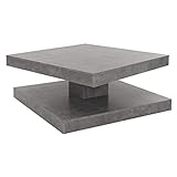 ML-Design Couchtisch mit 360° drehbarer Tischplatte und Ablagefläche, 78x78x36 cm in Grau Beton Optik, Holzwerkstoff, Wohnzimmertisch mit viel stauraum, Moderner Beistelltisch, Geräumiger Sofatisch