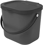 Rotho Albula Biomülleimer 6l mit Deckel für die Küche, Kunststoff (PP) BPA-frei, anthrazit, 6l (23,5 x 20,0 x 20,8 cm)
