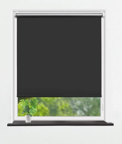 Eurohome Thermo Rollo Verdunkelungsrollo 50X160cm (Stoffbreite 46 cm) Grau Klemmfix ohne Bohren für Fenster und Tür