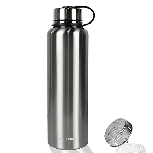 MIGHTYDUTY Edelstahl Thermosflasche 1.1L, 1.5L Thermoskanne, vakuumisolierte Wasserflasche Edelstahlflasche, 6-24 Stunden warm und kühlend, Grosse Kapazität Isolierflasche für Kaffee & Tee