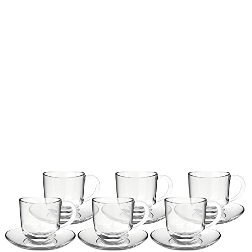 Leonardo Napoli Tasse und Unterteller 12er Set, spülmaschinengeeignete Kaffee-Gläser mit passenden Untertassen, Kaffee-Geschirr 280 ml, 14 Ø 024214
