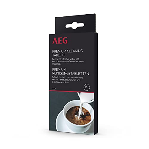AEG TCF Premium Reinigungstabletten (Fr Kaffeevollautomaten und Espressomaschinen, alle Marken, 10 Anwendungen, Schutz vor Korrosion, verbesserter Geschmack, geruchsneutral)