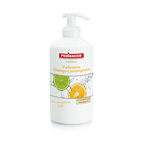 Fußcreme Orange- Lemongrass 500ml mit Spender Orangenöl und Lemongrass- Öl PediBaehr, 500 ml mit Spender