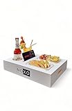N O X O Couchbar Snackbox mit Getränkehalter & Snackschalen (Holz, 28x40x8cm) - Couch Bar & Tablett für Heimkino & Filmabend - Snack Organizer für Couch, Sofa & Bett - Snackbar Console & Ablage