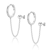 925 Sterling Silber Ohrringe Hängend Creolen Silber & Klein Ball Ohrstecker für Damen Frauen Mädchen Huggie Ohrringe für Mehrere Ohrlöcher