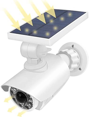 Dummy Kamera mit Solarlampe Aussen mit Bewegungsmelder, Solarbetriebene Kamera Attrappe Überwachungskamera IP Kamera IP66 wasserdicht mit Solarleuchte für Garten Türöffnung Korridor