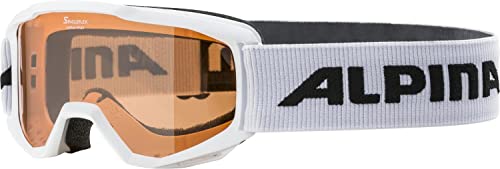 ALPINA PINEY - Beschlagfreie, Extrem Robuste & Bruchsichere Skibrille Mit 100% UV-Schutz Für Kinder, white, One Size