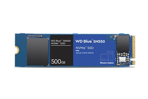 WD Blue SN550 500 GB M.2 PCIe NVMe SSD, mit bis zu 2400 MB/s Lesegeschwindigkeit