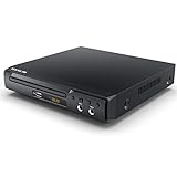 Mini DVD-Player Scart Kompakter CD-Player Regionsfreier HDMI DVD-Player für TV, mit HD DVD/CD/VCD-Player, USB, 2 Mikrofonschnittstelle, HDMI/AV Kabel, integriertem PAL/NTSC TV System Metallgehäuse