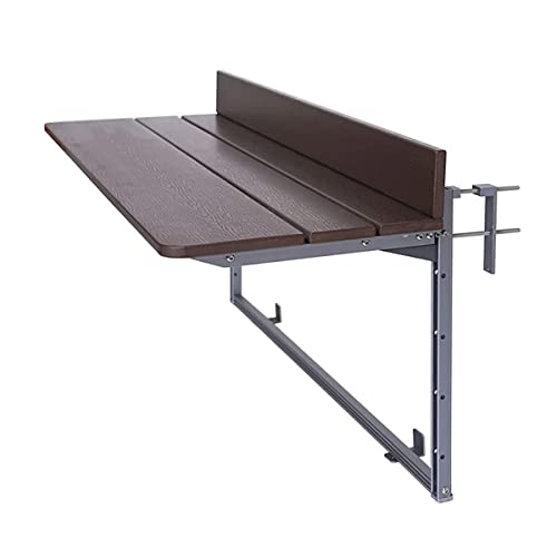 Gdmokle Klappbarer Balkonhängetisch Balkonklapptisch, 5-Fach höhenverstellbar, Aluminiumprofil-Tisch für Terrasse und Garten Geländer(60x37CM/23.6'x14.6')