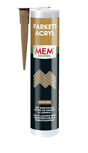 MEM Parkett-Acryl, Dichtstoff zum Abdichten von Anschlussfugen an Parkett und Laminat, Farbe : Eiche Hell, 300 ml