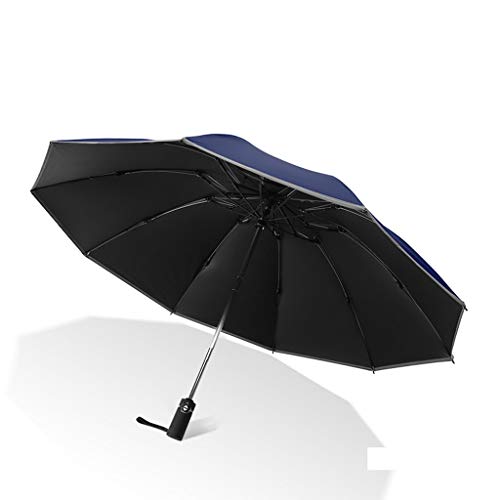 jixi Regenschirm Automatische Regenschirm Reverse-Folding Geschäfts Regenschirm mit Reflexstreifen Regenschirme Regen for Männer Frauen Schwarz-Beschichtung windfest (Color : Blue)