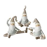 ReWu Dekofigur Figur Paulito Weihnachtsmann Yoga-Übung Kunstharz Beige Grau Weiß 1-Stück Zufällige Auswahl Handgemalt ca. 12x5x11cm
