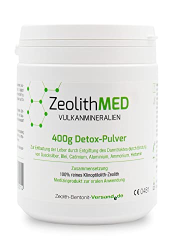 Zeolith MED Detox-Pulver 400g, von Ärzten empfohlen, Apothekenqualität, Laboranalyse, zur Entgiftung und Entschlackung