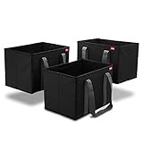achilles 3er Set Einkaufskorb - Einkaufstaschen - Aufbewahrungsboxen - Kofferraum-Taschen - Einkaufsbox - schwarz - 37x25x25cm