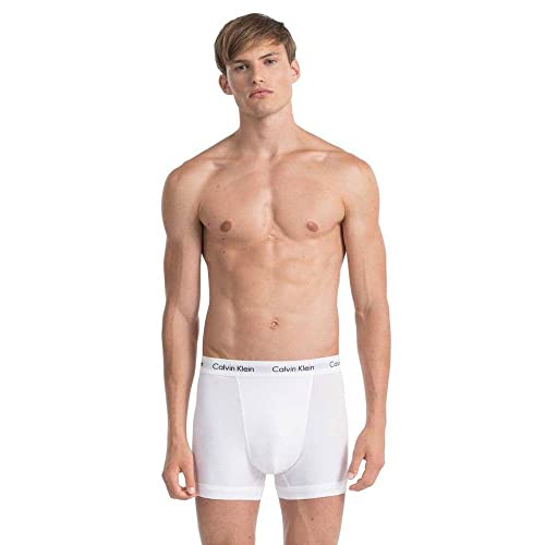 Calvin Klein Herren - 3er-Pack mittlere Taille Hüft-Shorts - Cotton Stretch, Mehrfarbig (Weiß-100), S
