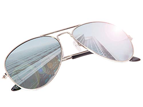 70er 80er Jahre Retro Alsino® Sonnenbrille Pornobrille Pilotenbrille Sonnenbrillen V-705 (silber/ verspiegelt)