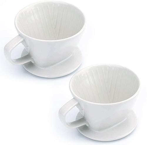 Yesland 2 Stück Kaffeefilter aus Keramik, φ 10cm, mit 3 Löchern, Wiederverwendbar, Geeignet für Papierfilter, für Zuhause und Büro
