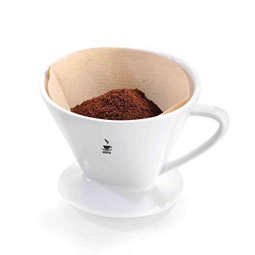 GEFU 16025 Kaffeefilter SANDRO, Gr. 101 aus weißem Porzellan, wiederverwendbarer Handfilter für aromatischen Kaffee