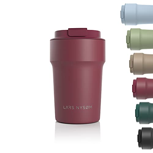 LARS NYSØM Thermo Kaffeebecher-to-go 380ml | BPA-freier Travel Mug 0.38 Liter mit Isolierung | Auslaufsicherer Edelstahl Thermobecher für Kaffee und Tee unterwegs | Teebecher (Berry)