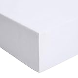 Amazon Basics - Spannbetttuch, Jersey, weiß - 140 x 200 cm