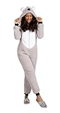 Loungeable Damen Jumpsuit Langer Overall Einteiler Koala Bärr 798062 Tier-Kostüm S