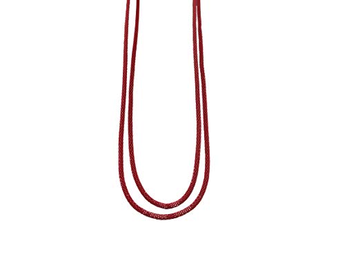 Feliss Halskette Damen - 2er Set Strick Kette 115 cm lang rot aus Metall, Schlauchkette - als Schmuck Geschenk für Freundin, Mama, Muttertag, Geburtstagsgeschenk, Ketten für Sie