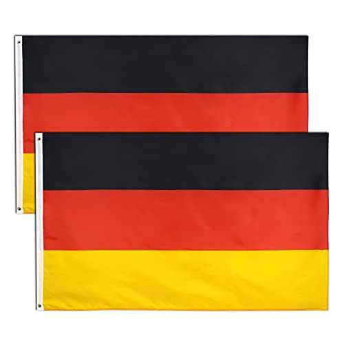 2 stück Deutschland Flaggen,90 × 150 cm Deutsche Fahne mit Messingösen Wetterfest Farbecht Germany Flag für Fußball WM 2022 Deko Draußen/Drinnen