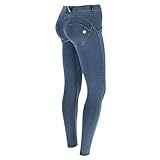 FREDDY Damen Skinny Jeans, , Blau (Jeans Chiaro/Cuciture Gialle J4y), Gr. 42 (Herstellergröße:X-Large)