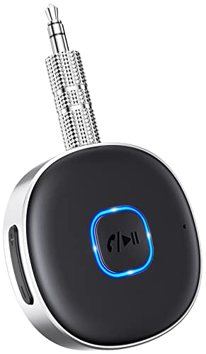 Mohard AUX Bluetooth Adapter Auto, Drahtloser KFZ Bluetooth 5.0 Empfänger für Heim-Stereo/Kabelgebundene Kopfhörer, Mini Bluetooth Adapter AUX, Freisprechanrufen, Dual Verbindung, 16 Stunden Spielzeit