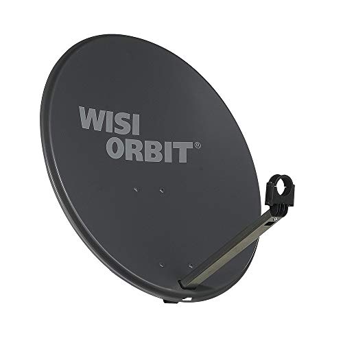 WISI Orbit Line Satelliten Offset-Antenne OA36H in Basaltgrau – 60cm Reflektor mit 40mm LNB-Halterung, Feedarm und Mastschellen – Komplette Sat Antenne mit Montagezubehör
