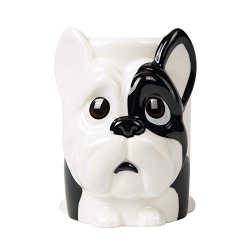 el & groove 3D Französische Bulldogge Tasse groß in weiß, Tee-Tasse 350 m aus Porzellan, Kaffee-Tasse, Hunde-Tasse, Dog Mug, French Bulldog, Hunde Deko Becher, Geschenk Weihnacht, Geschenk Hund Mann