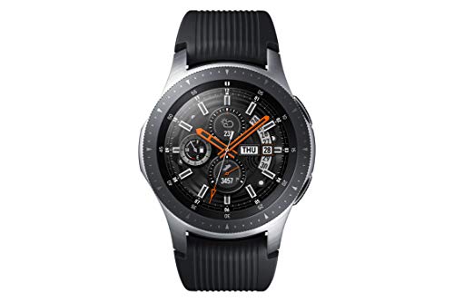 Samsung Galaxy Watch, Runde Bluetooth Smartwatch Für Android, drehbare Lünette, Fitness-tracker, 46mm, ausdauernder Akku, Silber (Deutche Version)